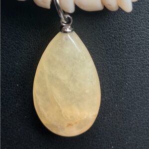 Citrine Quartz Pendant/Shell Bead Necklace